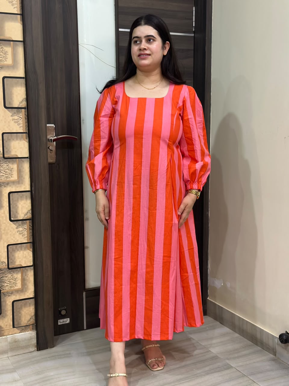 Inayat striped cotton dress for women
