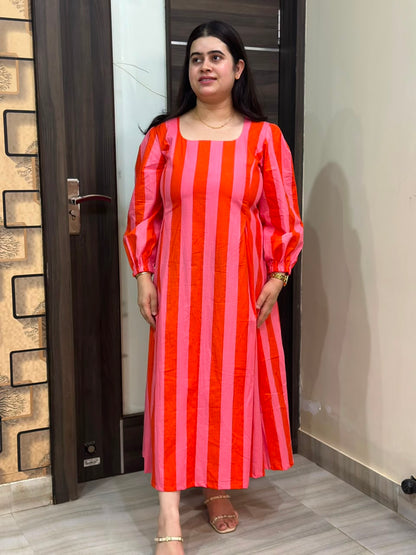 Inayat striped cotton dress for women