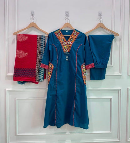 NAZAKAT cotton kurta set with pants & dupatta