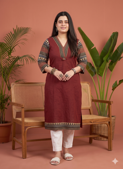 COMFORTABLE RED COTTON KURTI- PERFECT FOR DAILY WEAR