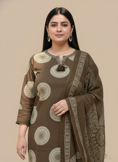 Kiara Cotton Kurta Patch Embroidery Work Kurti Pant And Dupatta