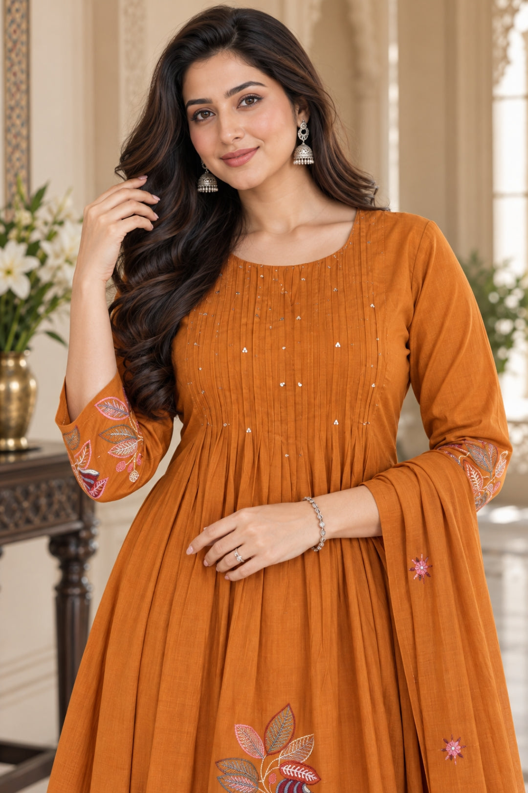 NAZAKAT cotton kurta set with pants & dupatta