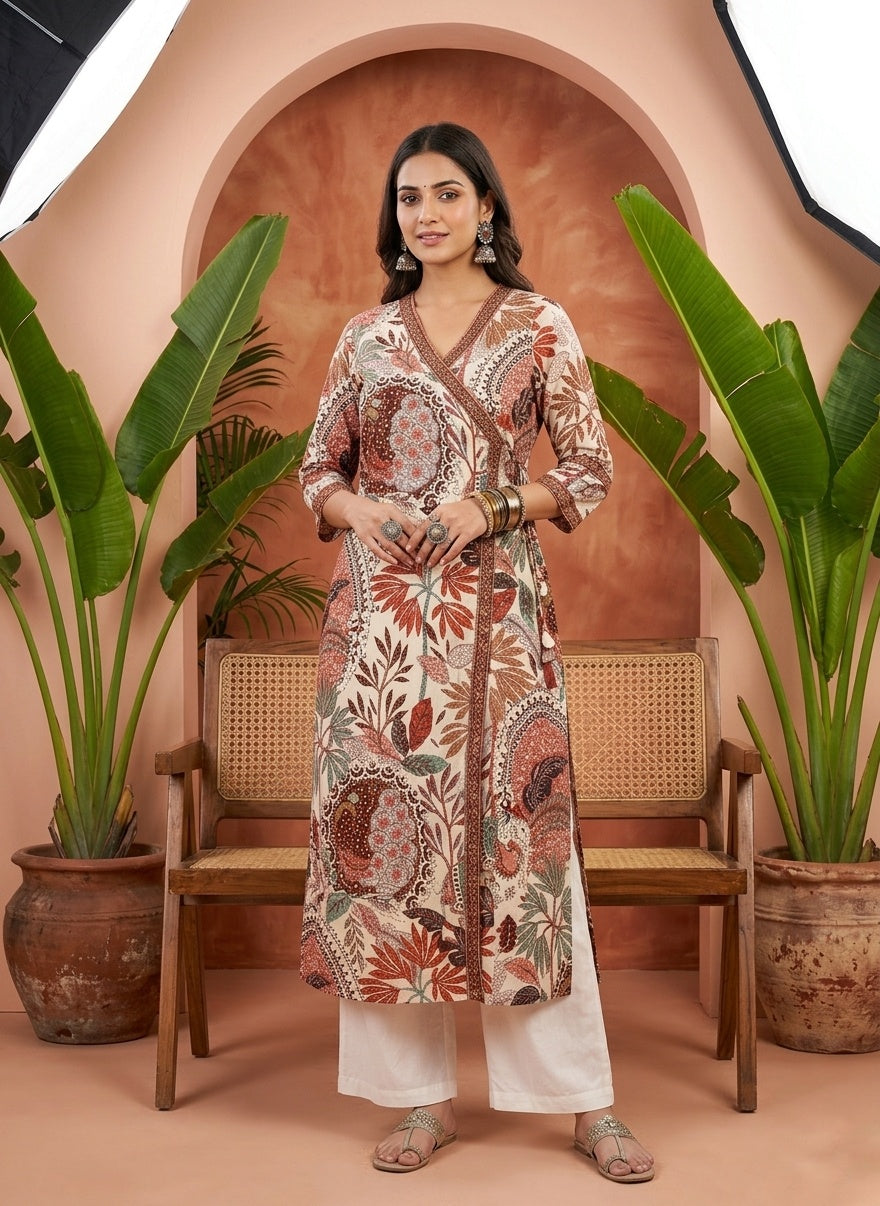Angrakha Cotton Long kurti- Breathable & Stylish