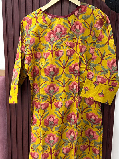 Ruhani Cotton kurta set for women yellow