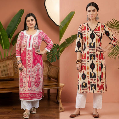 Airy cotton long kurta combo