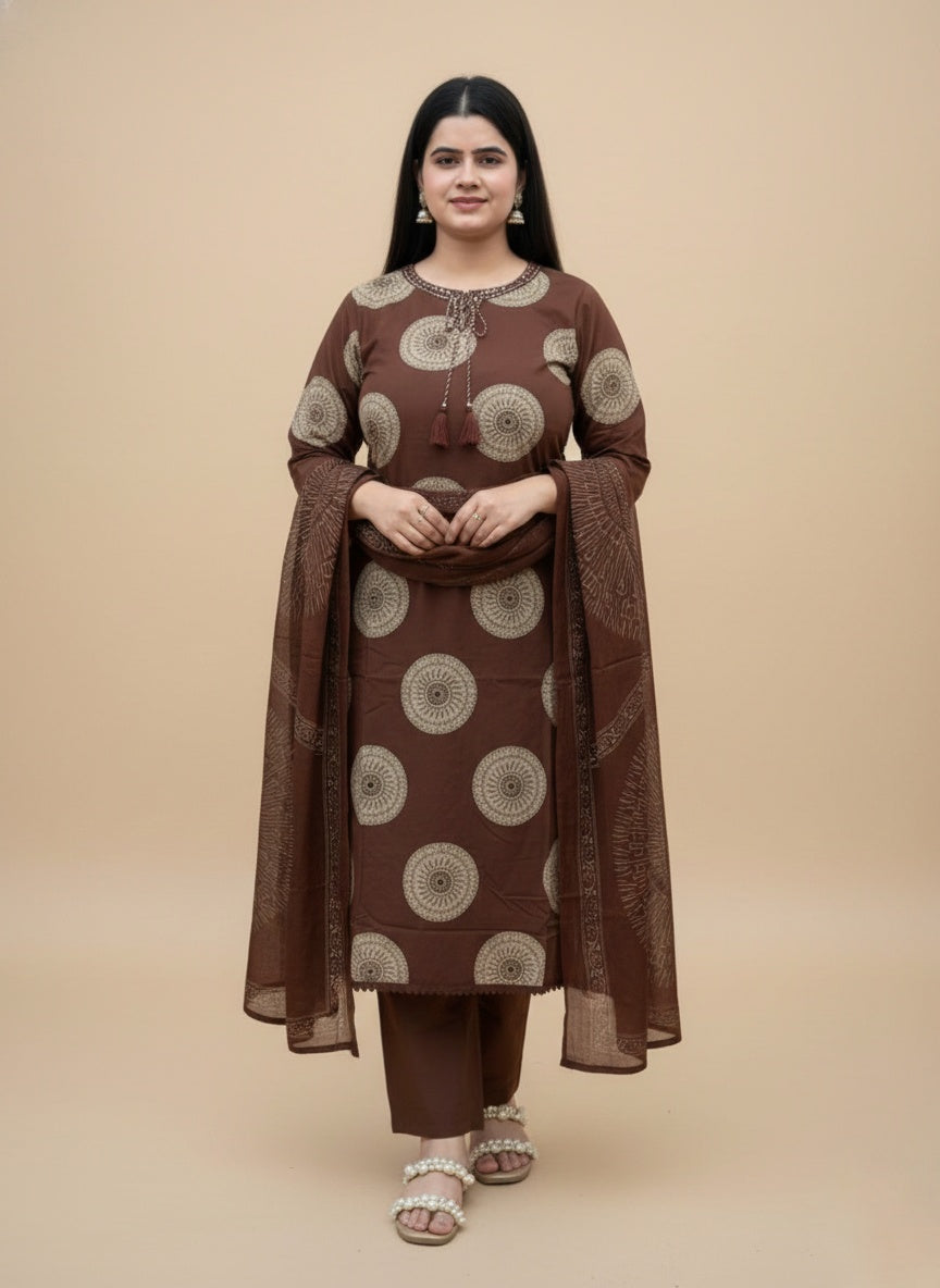 Kiara Cotton Kurta Patch Embroidery Work Kurti Pant And Dupatta
