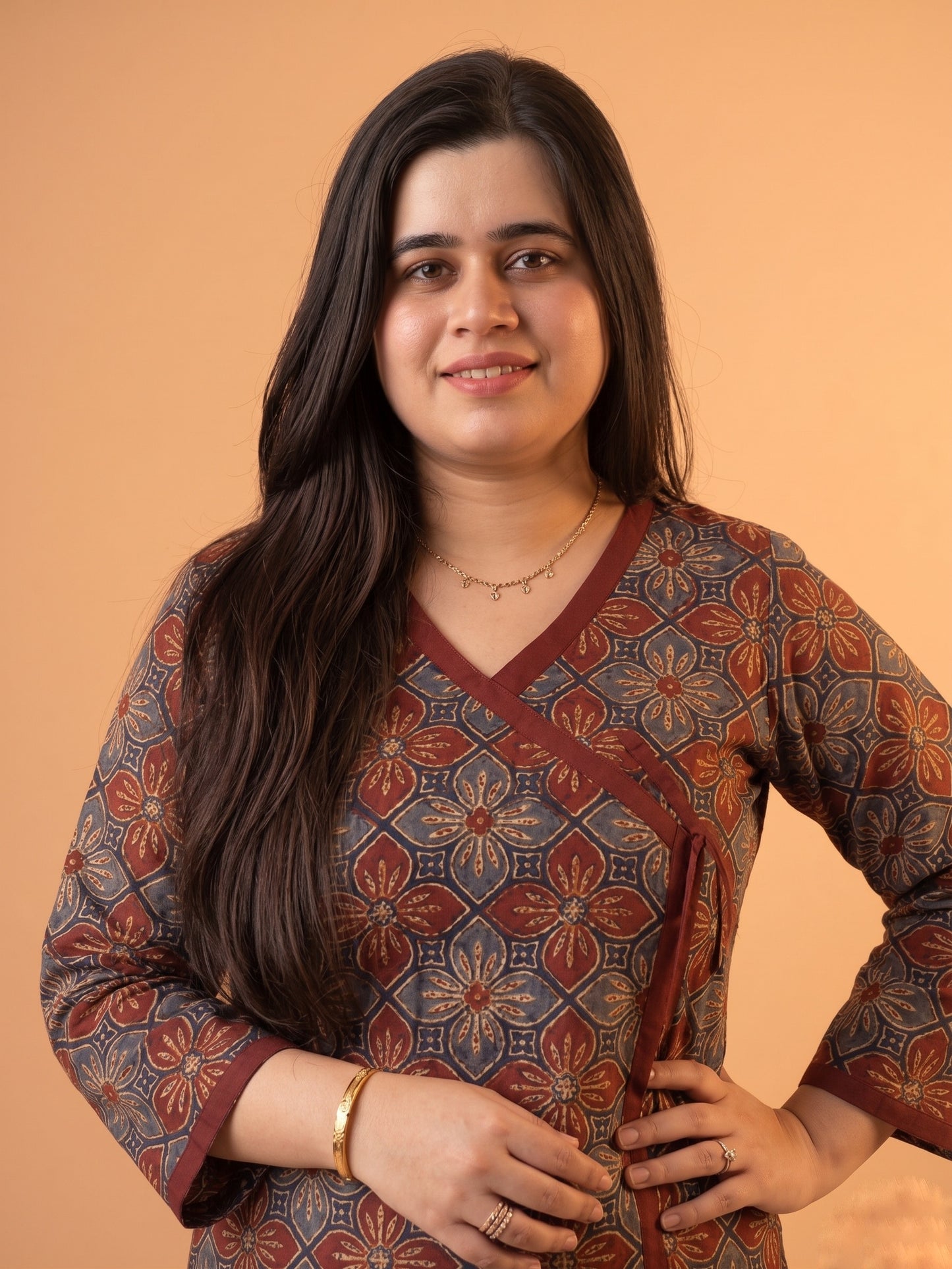 Jasmine short kurti Ajrakh