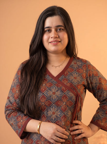 Jasmine short kurti Ajrakh