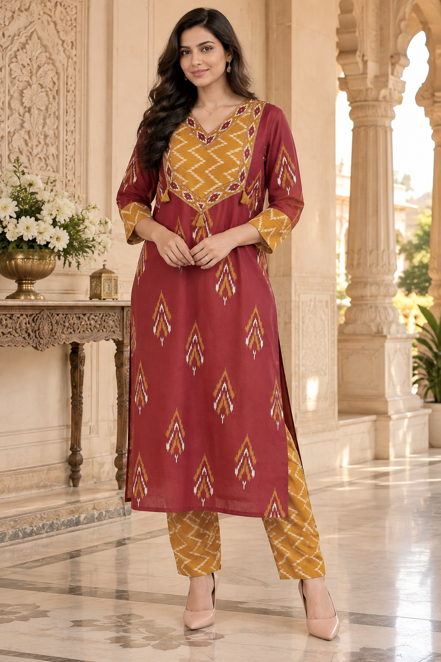 Ruhani Cotton kurta set for women ikkat