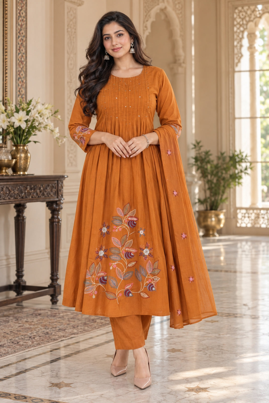 NAZAKAT cotton kurta set with pants & dupatta