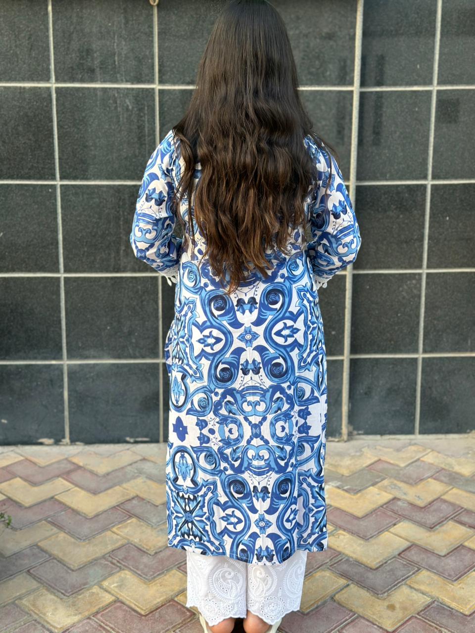 Airy Cotton kurti for women Indigo