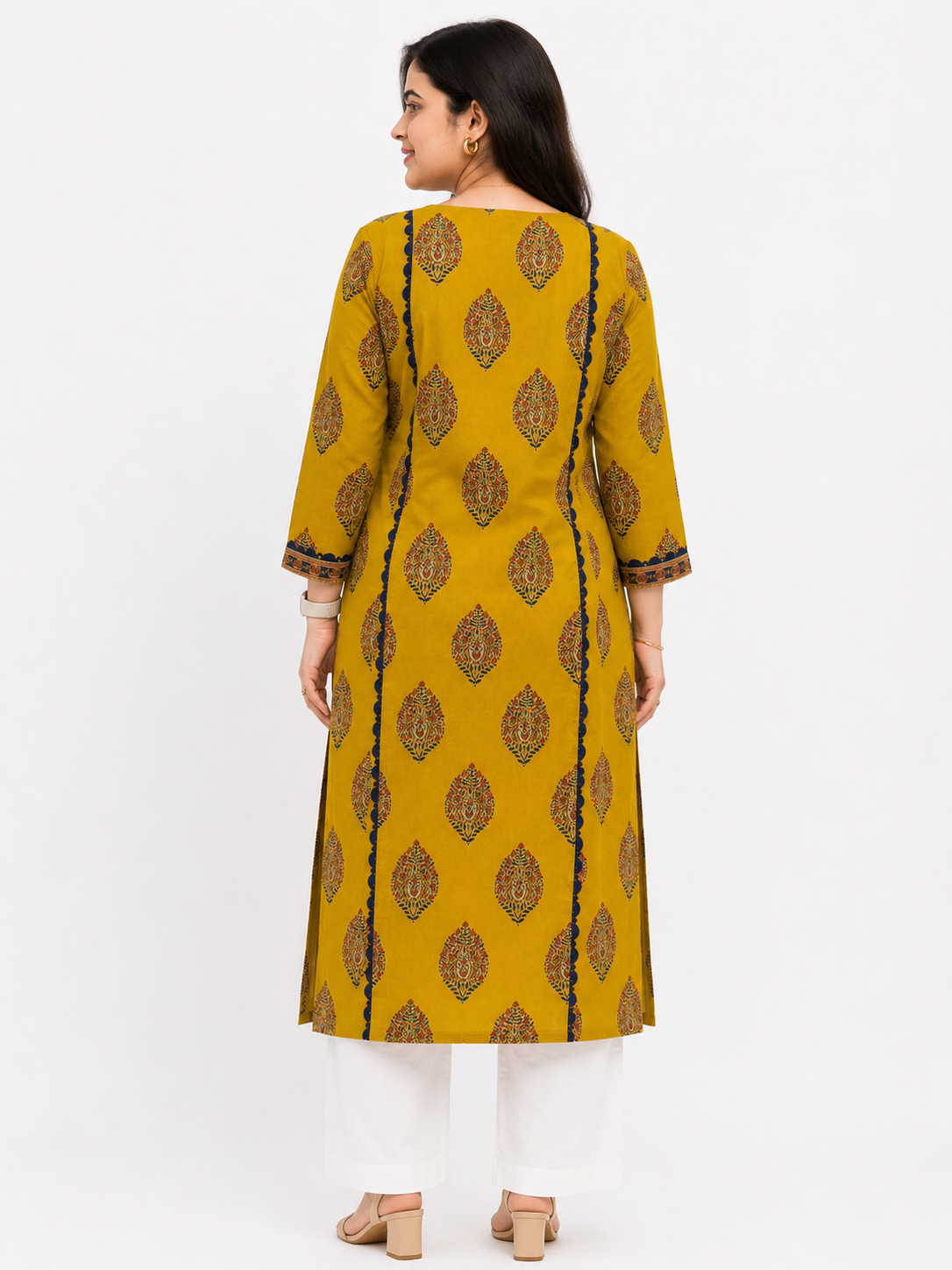 Gulmohar Cotton kurti for women mustard