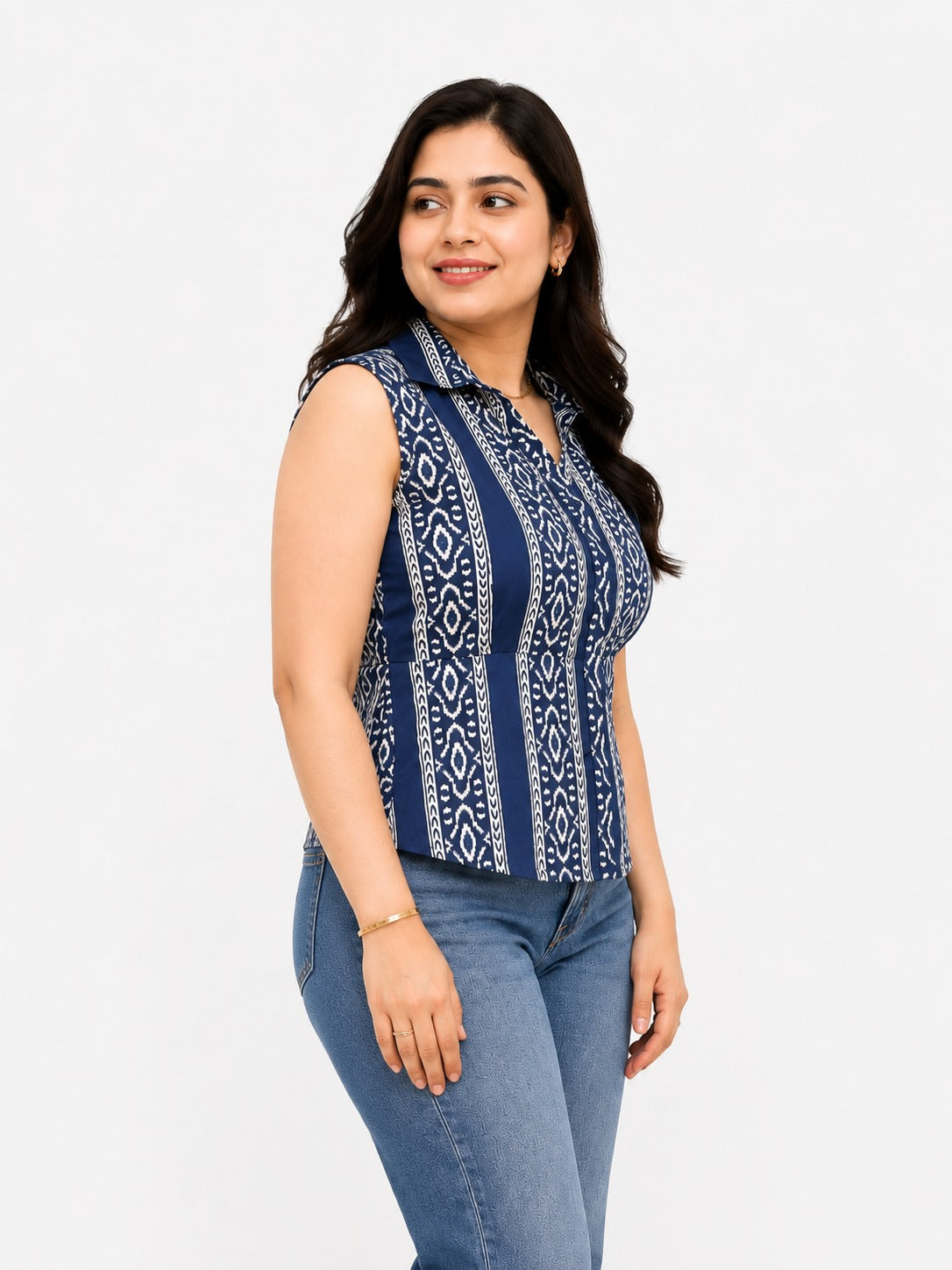 Short Cotton tunics for women Blue