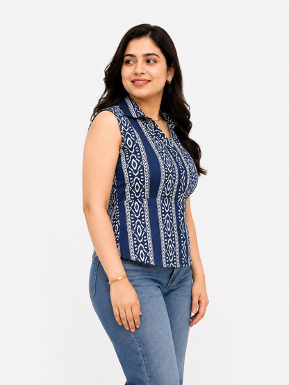 Short Cotton tunics for women Blue