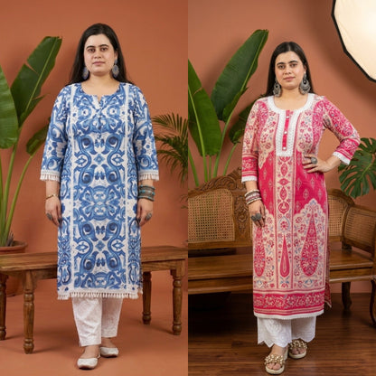 Airy cotton long kurta combo