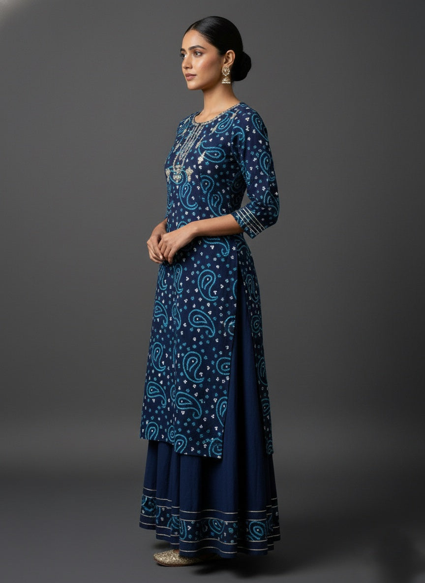 Blue SHRARA Cotton Suit