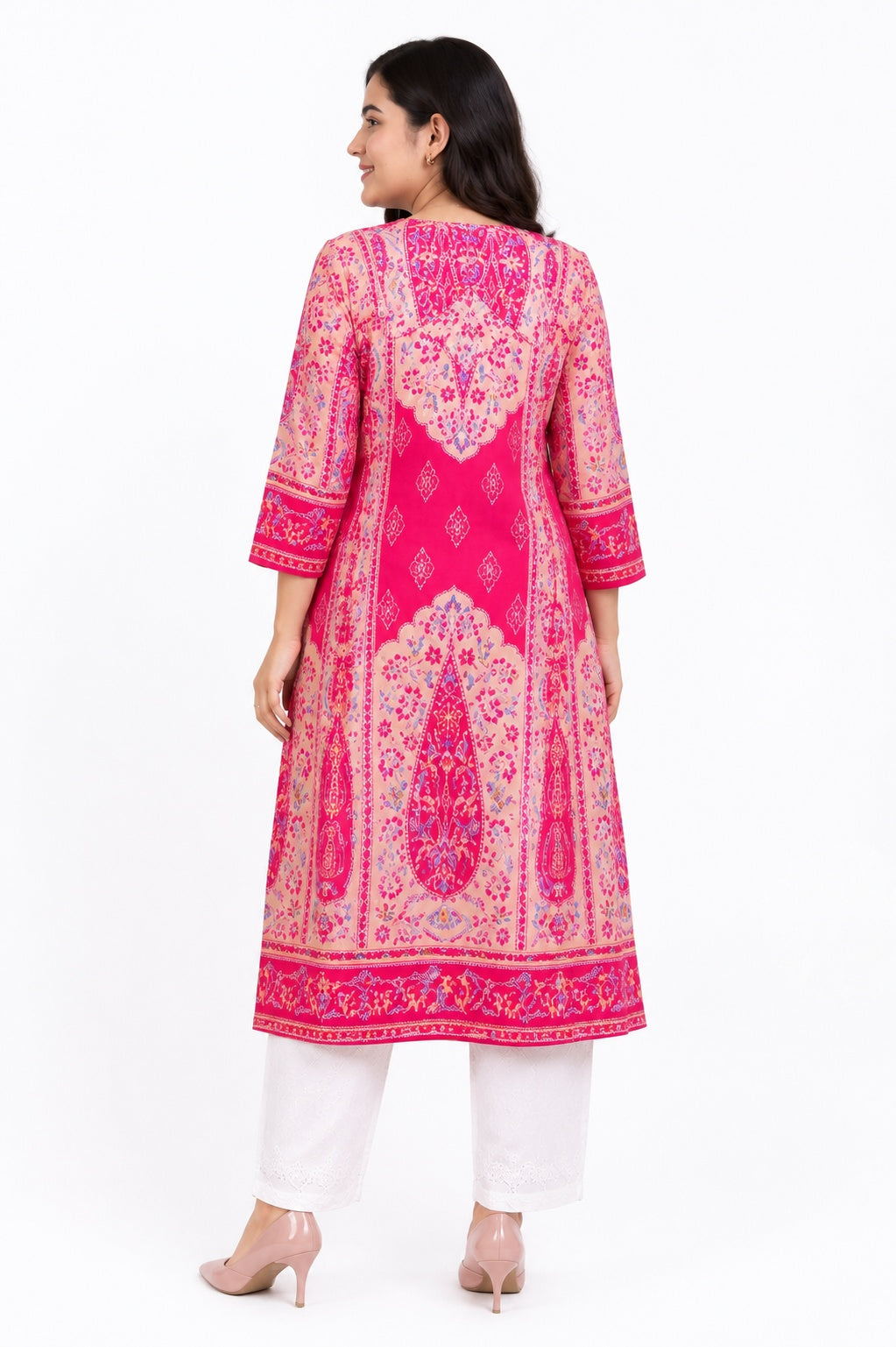 Gulmohar angrakha Cotton kurti for women pink