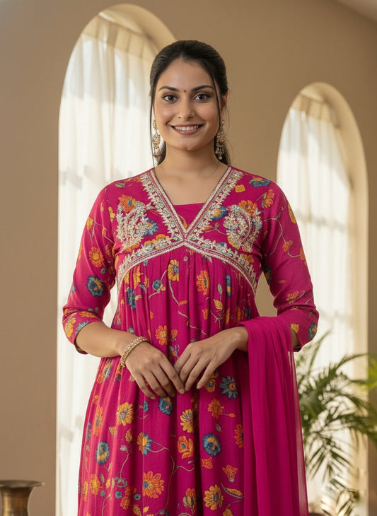 Alia Cut Chinon Suit Set