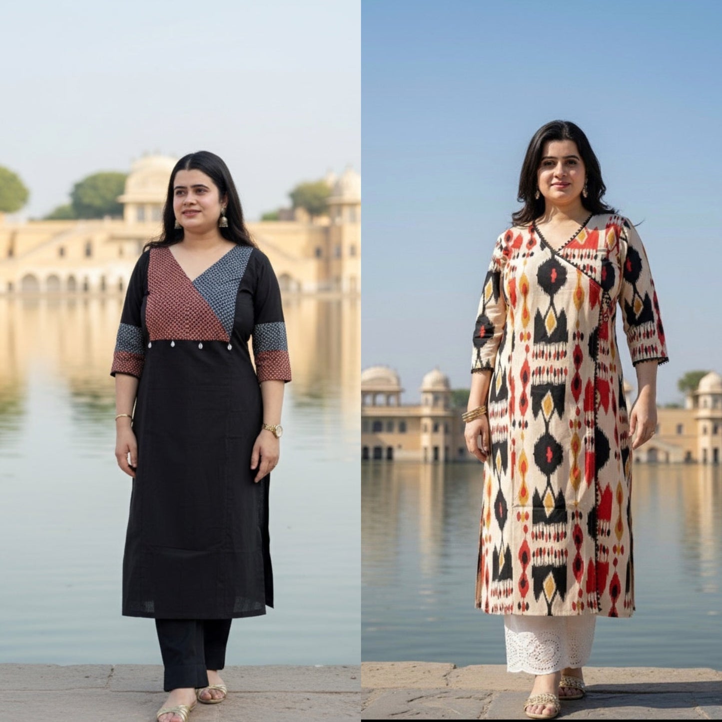 Airy cotton long kurta combo