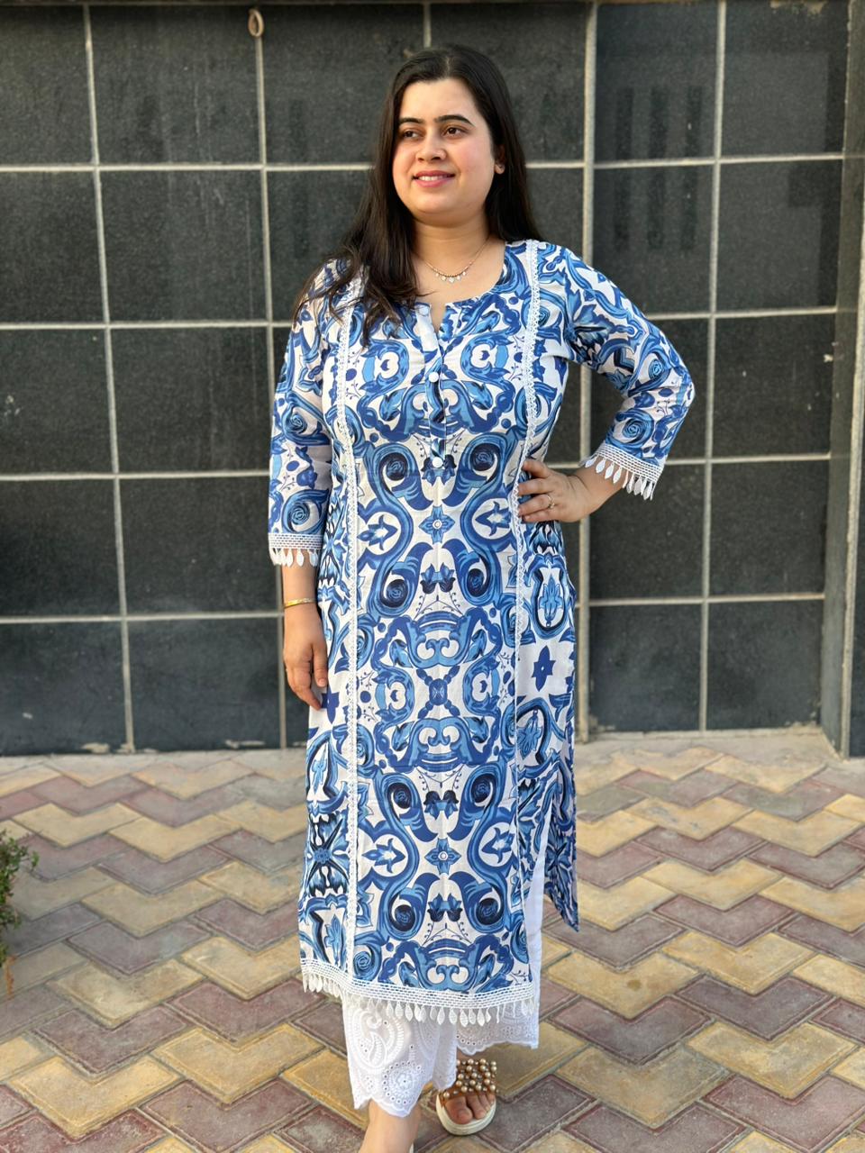 Airy Cotton kurti for women Indigo