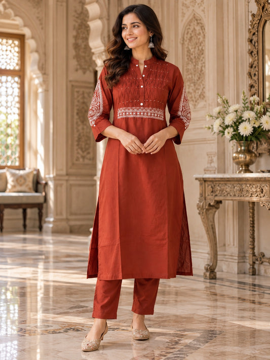 NAZAKAT cotton kurta set with pants & dupatta