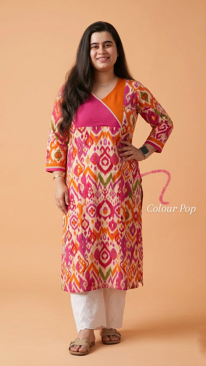 Airy Cotton Ikkat kurti for women