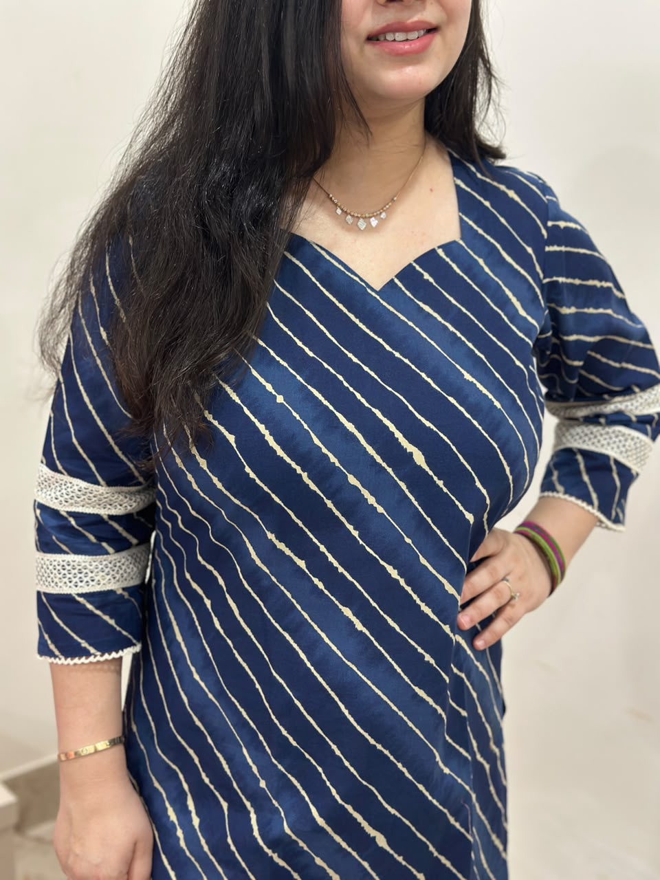 Gulzar Leheriya cotton kurti Royal blue