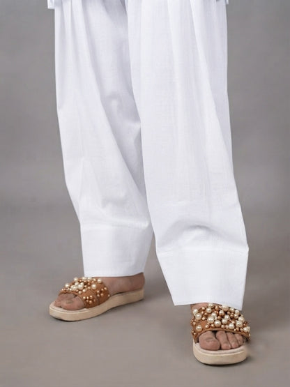 COTTON FARSHI SALWAR WHITE