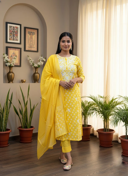 Premium Cotton Suit For Women YLW