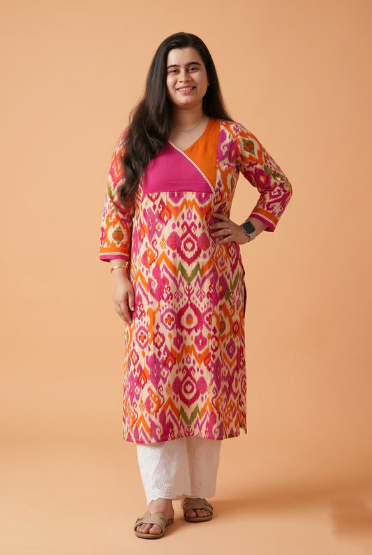 Airy Cotton Ikkat kurti for women
