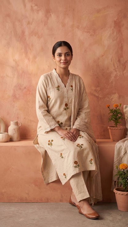 Jasmine Cotton kurta Set with dupatta