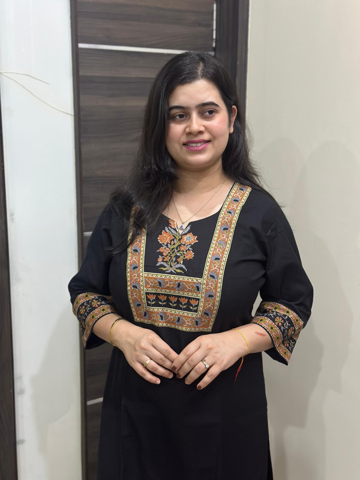 Ada pure cotton flex kurti for women black