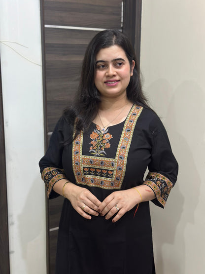 Ada pure cotton flex kurti for women black
