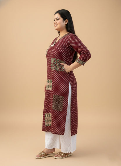 Airy Cotton kurti for women with patchwork