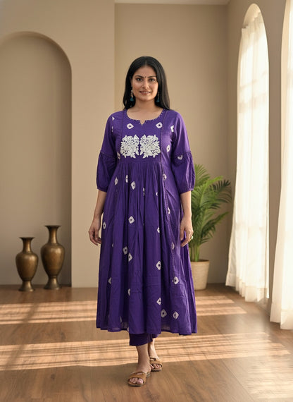 Premium Mul Cotton Kurta Set For Women Deep Purple