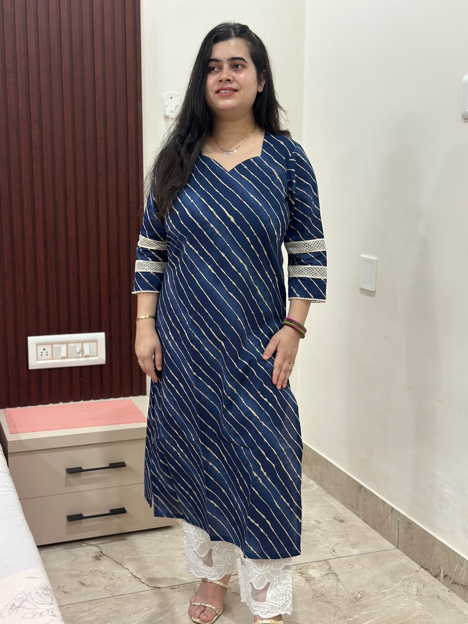 Gulzar Leheriya cotton kurti Royal blue