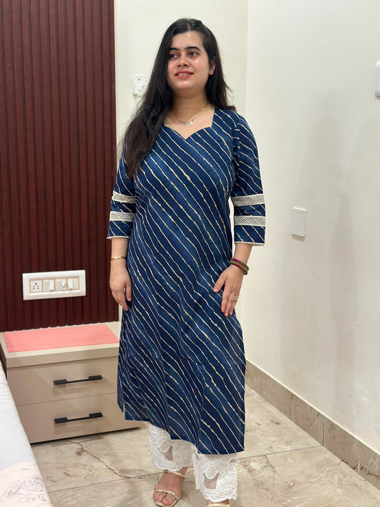 Gulzar Leheriya cotton kurti Royal blue