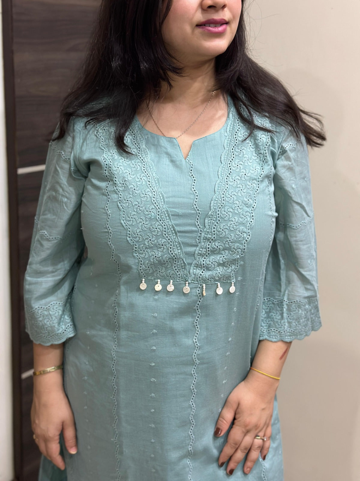 Mehar premium chikankari cotton Kurta & Pant with cotton lining blue