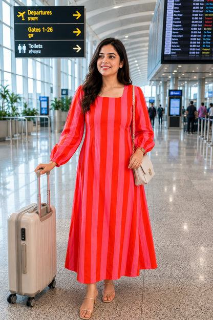 Inayat striped cotton dress for women