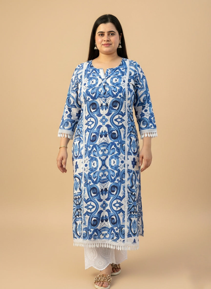 Airy Cotton kurti for women Indigo