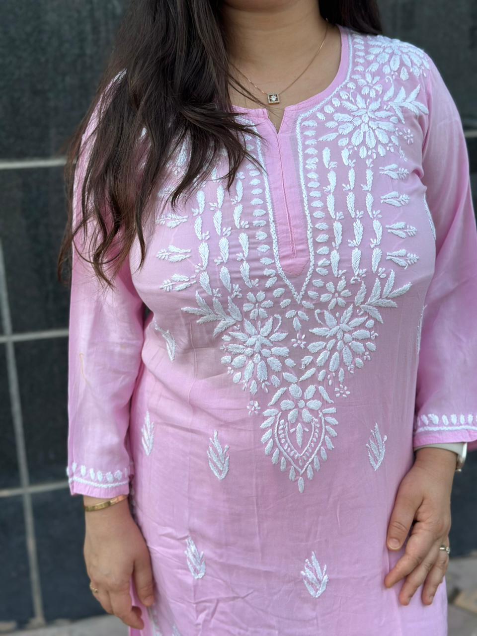 Modal chikankari kurta Set