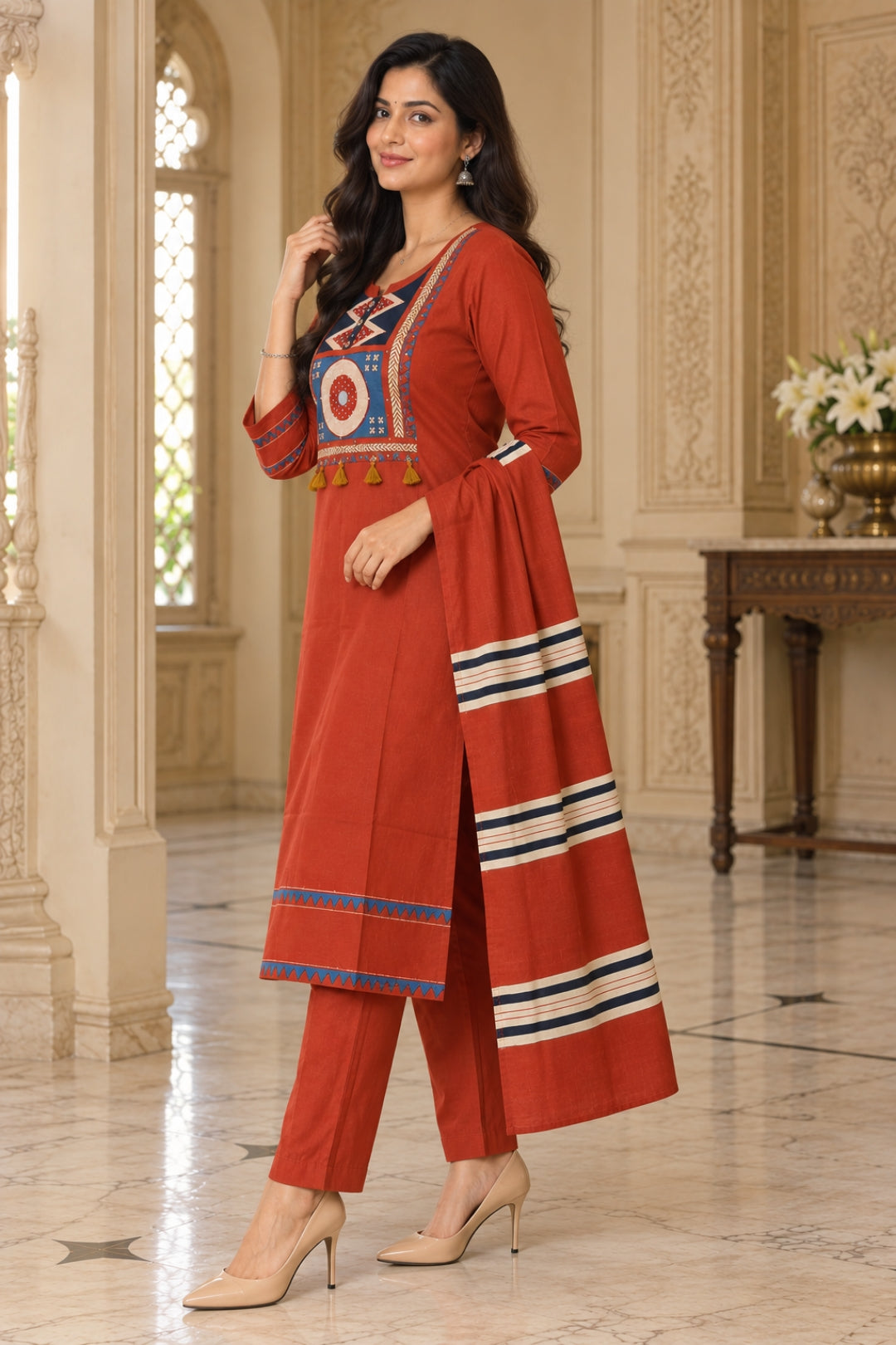 NAZAKAT cotton kurta set with pants & dupatta
