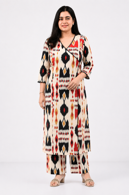 Gulzar ikkat printed cotton suit set