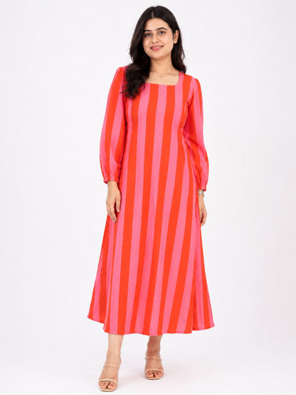 Inayat striped cotton dress for women
