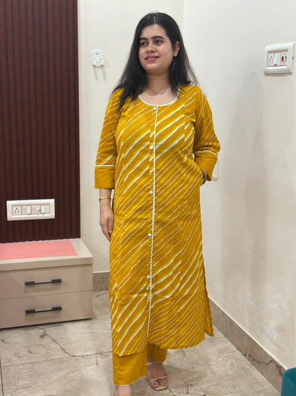 Gulzar lehriya cord set Mustard