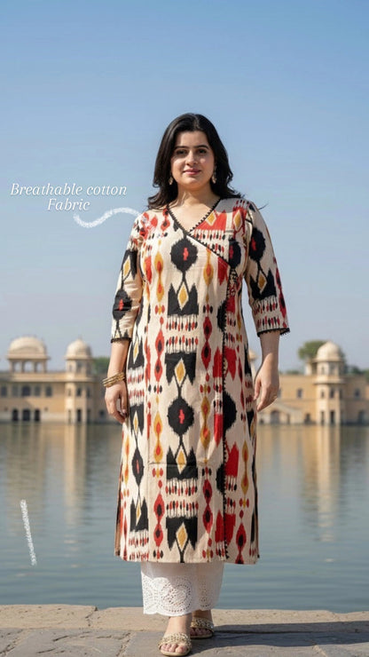 Breathable & Stylish Ikkat Print Cotton Kurti