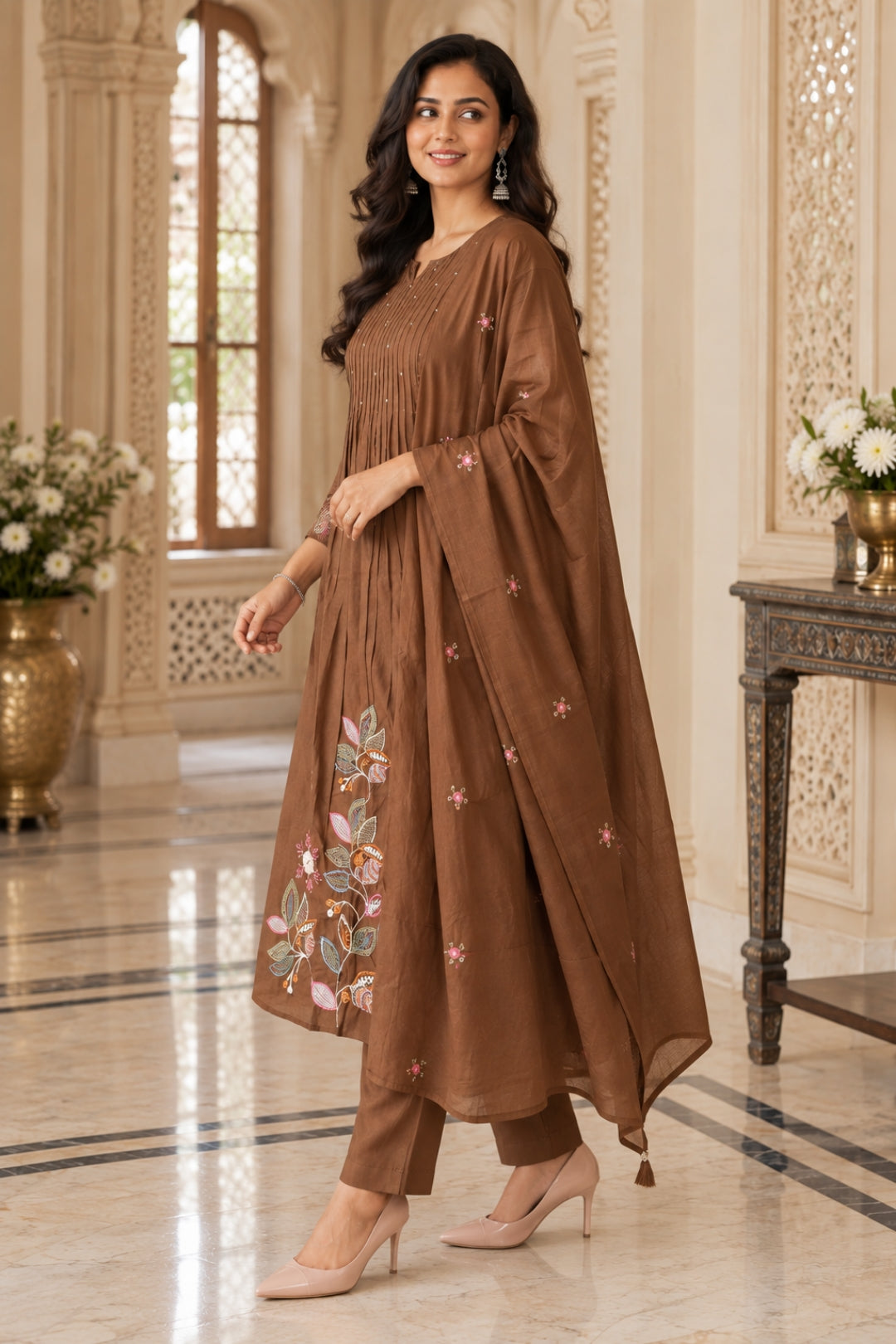 NAZAKAT cotton kurta set with pants & dupatta