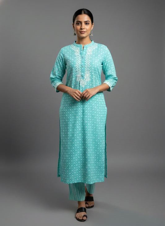 Cotton Kurta Pant Set FRZ3301