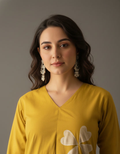 Amayra Cotton yellow kurta Set
