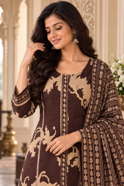 NAZAKAT cotton kurta set with pants & dupatta